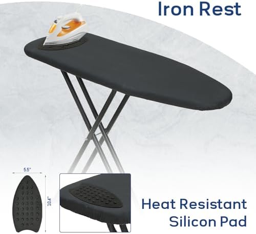 Ironing Board 43x13 with Iron Rest, RAINHOL Black Full Size Iron Board - Image 5