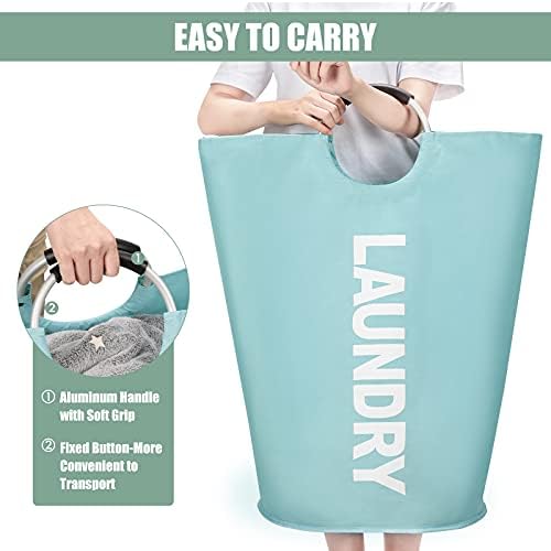 DOKEHOM 125L X-Large Laundry Basket Bag, Collapsible Hamper, Light Blue - Image 4