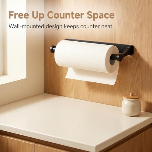 Matte Black Aluminum Paper Towel Holder Under Cabinet Adhesive - Image 3