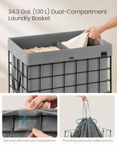 SONGMICS Laundry Hamper, Collapsible, 34.3 Gal. - Image 3