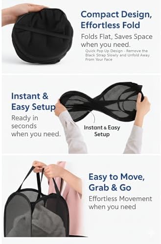 2-in-1 XL Hanging Laundry Hamper Bag 36x22in + Pop Up Mesh Laundry Basket - Image 6