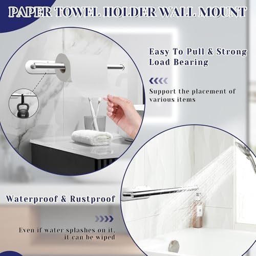 Sliver Paper Towel Holder, Self Adhesive Paper Towel Holder Under Cabinet - Image 4