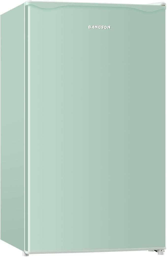 BANGSON Mini Fridge with Freezer, 3.2Cu.Ft, Single Door Small Refrigerator, Energy-efficient, Low Noise, Mini fridge for Bedroom Dorm and Office, Green