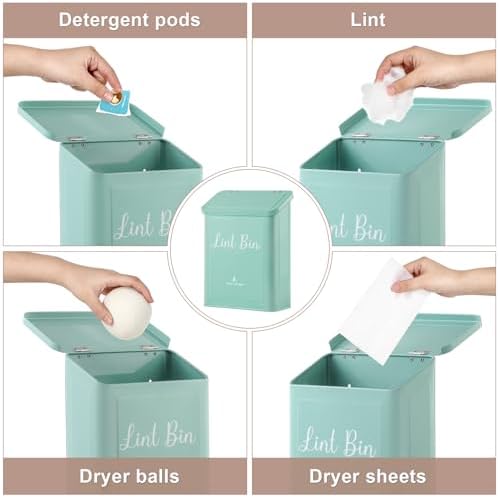 Magnetic Lint Bin for Laundry Room Organization and Storage, Light Green - Image 5