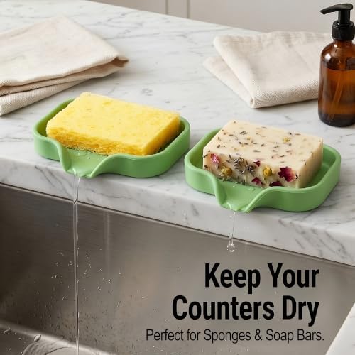 Zulay Kitchen Small Silicone Sponge Holder – Space-Saving Sink Organizer Tray - Image 3