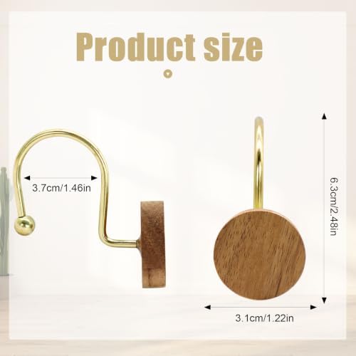 Shower Curtain Hooks, Wood Decorative Shower Curtain Rings, Modern Round Log - Image 2