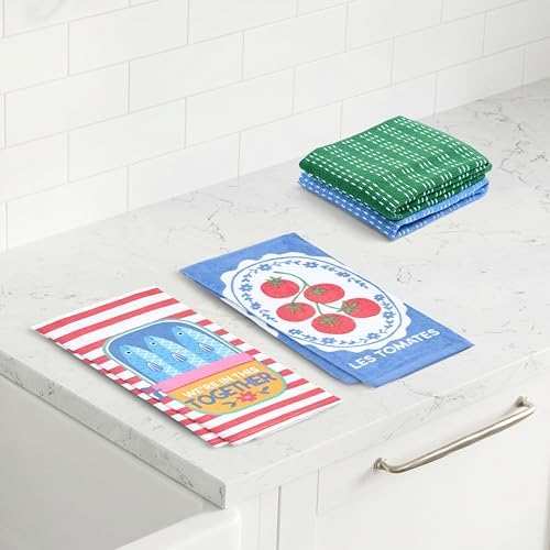 Ritz 4-Piece Kitchen Towel Set, Sardines & Pomodoro Tomato Prints - Image 5