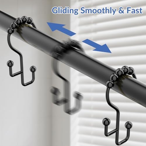 Goowin Shower Curtain Hooks, Metal Shower Curtain Rings Hooks, Smooth Gliding - Image 4
