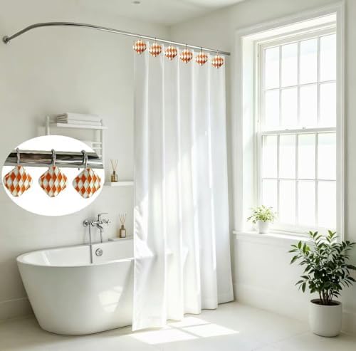 Decorative Geometric Shower Curtain Hooks, Rustproof Metal Shower Hooks - Image 6
