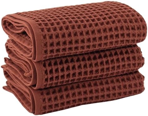 PÜSKÜL Natural 100% Turkish Cotton Waffle Hand and Kitchen Towels Set of 3 by P%C3%BCsk%C3%BClTextile