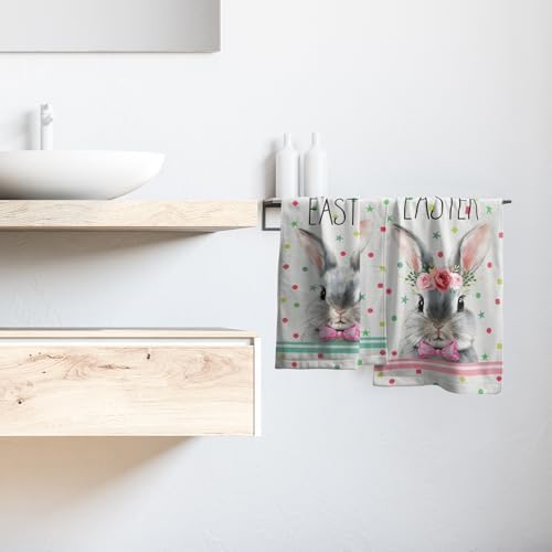 Happy Easter Bath Hand Towels 2 Pack Mr & Mrs. Rabbits Kitchen Tea Dish Towels - Image 6