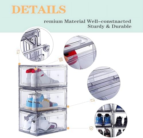 12 Pack Acrylic Clear Shoe Boxes– Ultra Clear Plastic Stackable Sneaker Storage - Image 3