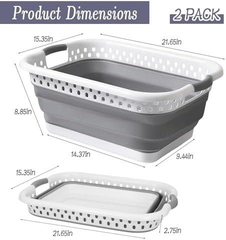 2 Pcs Collapsible Laundry Baskets, 11 Gallon 42L Collapsible Laundry Clothes - Image 2