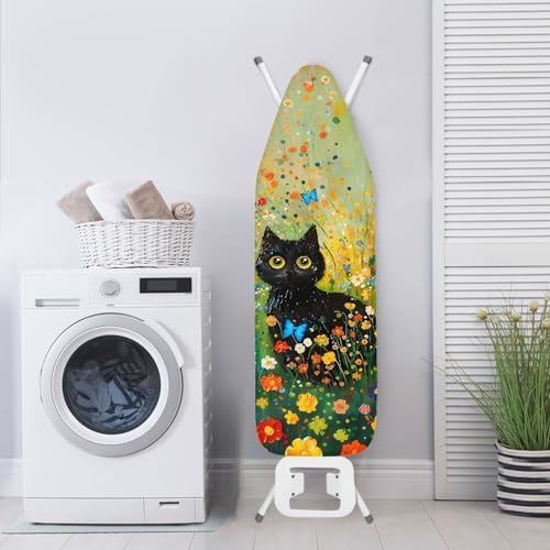 GLENLCWE Black Cat Hippie Flower Ironing Board Cover, 54x15 inches, Iron Board - Image 3