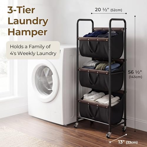 GRANNY SAYS 3 Tiered Laundry Sorter, Narrow Hamper Cart - Image 2