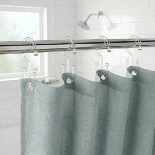 Bathway Clear Plastic Shower Curtain Hooks, 24 Double Shower Curtain Rings - Image 2