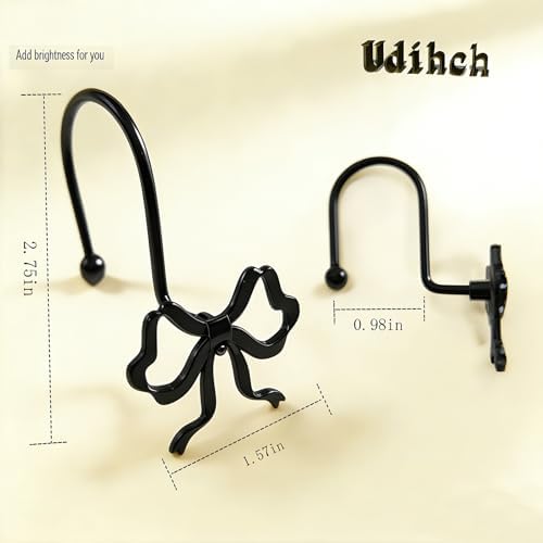 12 Pack Black Vintage Metal Bow Shower Curtain Hooks - Image 3