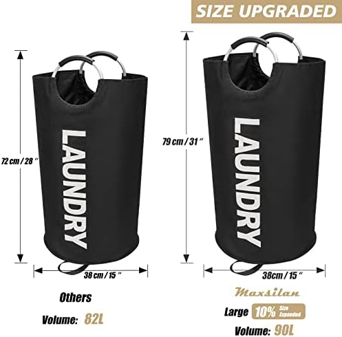 Maxsilan 90L Large Laundry Basket Bag, Collapsible Tall Hamper - Image 3