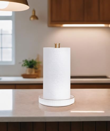 Paper Towel Holder Countertop, Ceramic Base, Fits Double to Family Rolls - Image 5