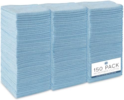 S&T INC. Microfiber Cleaning Cloth, 150 Pack, 11.5" x 11.5", Light Blue by STINC
