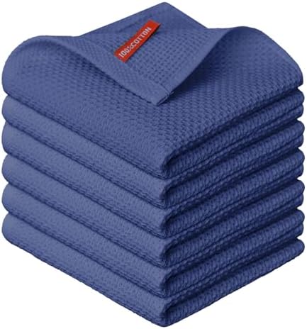 Artoid Mode 100% Cotton Navy Blue Waffle Weave Kitchen Dish Cloths, 12x12 Inch by ArtoidMode