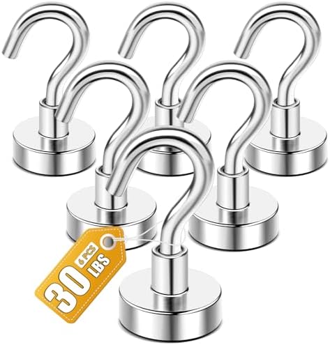 DIYMAG Magnetic Hooks, 30lbs 6pcs Cruise Cabin Essentials Heavy Duty N52 by DIYMAG