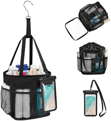 Mesh Shower Caddy Portable for College Dorm Room Essentials, Hanging Shower by onemoky