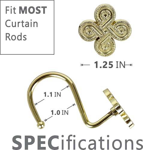 Brass Gold Shower Curtain Hooks: Rust Proof Metal Curtain Rings - Image 5