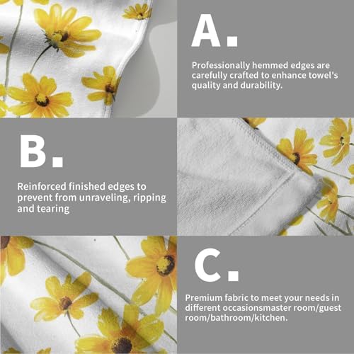 Yellow Wildflower Hand Towels Set of 2 Soft Absorbent Spring Summer Watercolor - Image 4