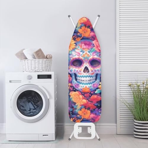 Skull Flower Steam Ironing Board Cover Standard Size 15" X 54", Watercolor - Image 4