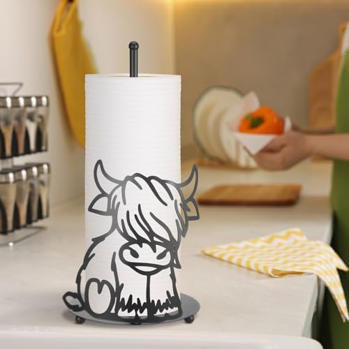Shimeyao Highland Cow Metal Paper Towel Holder Stand - Image 4