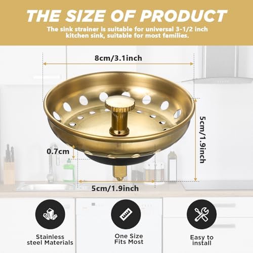 Retisee 2 Pcs Kitchen Sink Stopper Strainer Stainless Steel Drain Strainers - Image 3