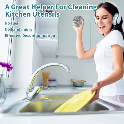 12Pcs Steel Wool Scrubber Pads for Cleaning Dishes, Sinks - Image 6