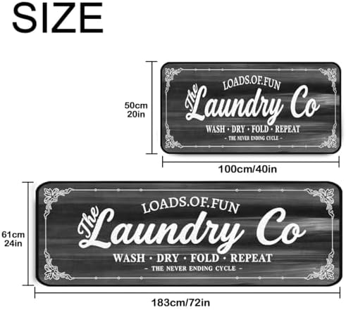 Laundry Room Long Mat Area Rug Non-Slip Floor Mat Waterproof Farmhouse Carpet - Image 2