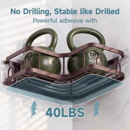 Veken Corner Shower Caddy 3-Pack, Advanced Rustproof Design&Stable Storage - Image 4