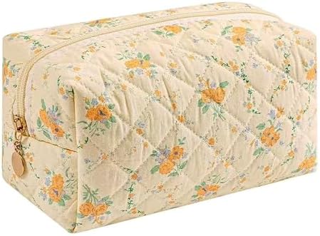 Large Pencil Case, Quilted Cotton Pencil Pouch, Cute Floral Pen Bag by OIMEIJewelry