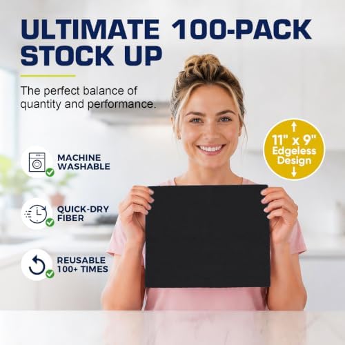 GLIMGLINT Microfiber Cleaning Cloth 100 Pack, Reusable Paper Towels 11 x 9 - Image 4
