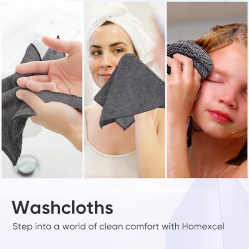 HOMEXCEL Washcloths 24PK, Ultra Soft&Highly Absorbent Face Towels, 12X12 in - Image 5