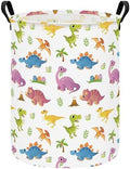 Round Laundry Basket Collapsible Storage Hamper Organizer Cute Dinosaur by LANGYASHAN