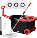 Spin Mop and Bucket with Wringer Set on Wheels, 360 Spinning Mop with Stainless by HYZSWGC