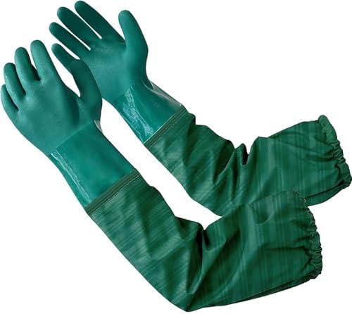 Eiito Extra-Long 26" Rubber Pond Gloves, Chemical Resistant PVC Reusable Heavy by Eiito