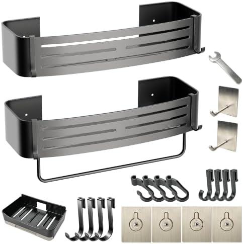 Gun Grey Adhesive Square Shower Caddy by PHXGrove