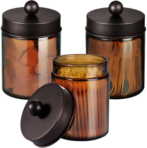 Amber Glass Qtip Holder, Apothecary Jars by Komashr