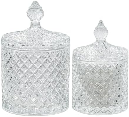 2 Pack Glass Qtip Holder, Apothecary Jars by FLORY