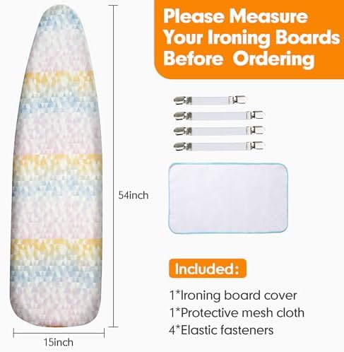 Ironing Board Cover and Pad, 15x54 Standard Size Thick Iron Padding, Scorch & - Image 6