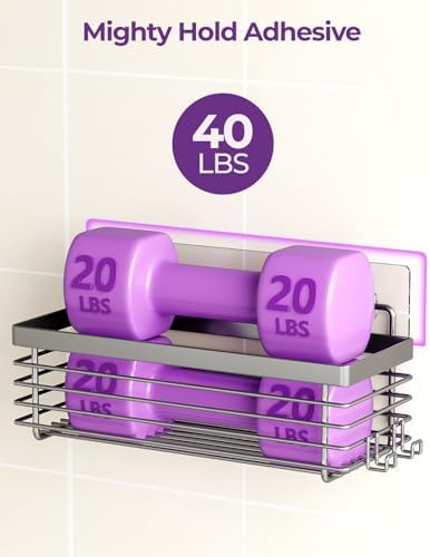 Shower Caddy Adhesive 3 Pack Stainless Steel Storage Organizers-Grey - Image 3