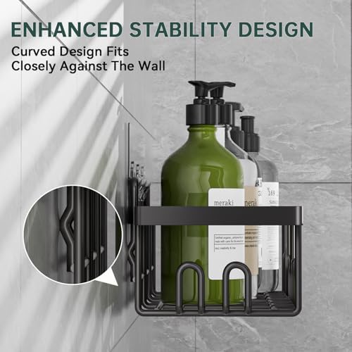 5-Pack Adhesive Shower Caddy for Bathroom & Home Decor Black - Image 2