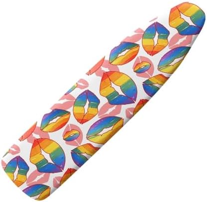 Rainbow Color Lip Steam Ironing Board Cover, Love Kiss LGBTQ Theme Stain by Daulesho