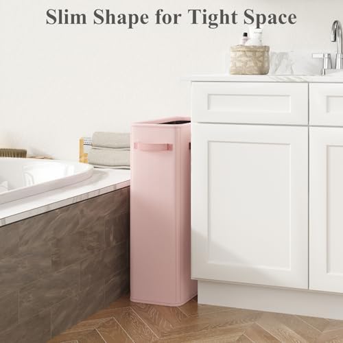 Optish 50L Pink Slim Laundry Hamper, Narrow Laundry Basket - Image 2