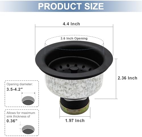 ZM Black Deep Locking Kitchen Sink Basket Strainer - Image 4